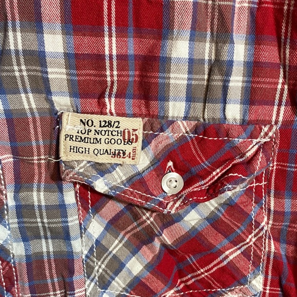 Urban Outfitters Red and Blue Plaid Men's Shirt - Picture 4 of 5